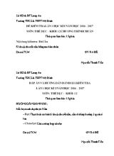 Bộ đề kiểm tra 15p Thể dục lớp 12 - Năm học 2016-2017 - Trường THPT Mỹ Bình
